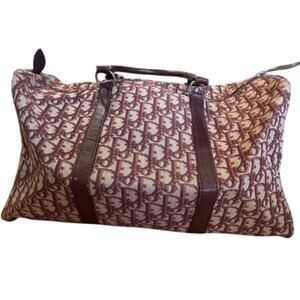 Christian Dior 48 Hour Bag in Burgandy and Leather with COA